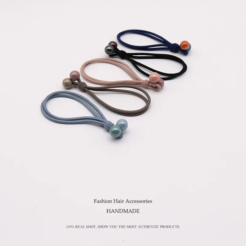 

Euhra Nylon Good Quality Rubber Bands For Women's lote gomas de pelo Colored Pearl headband elastic band women luxury accessorie