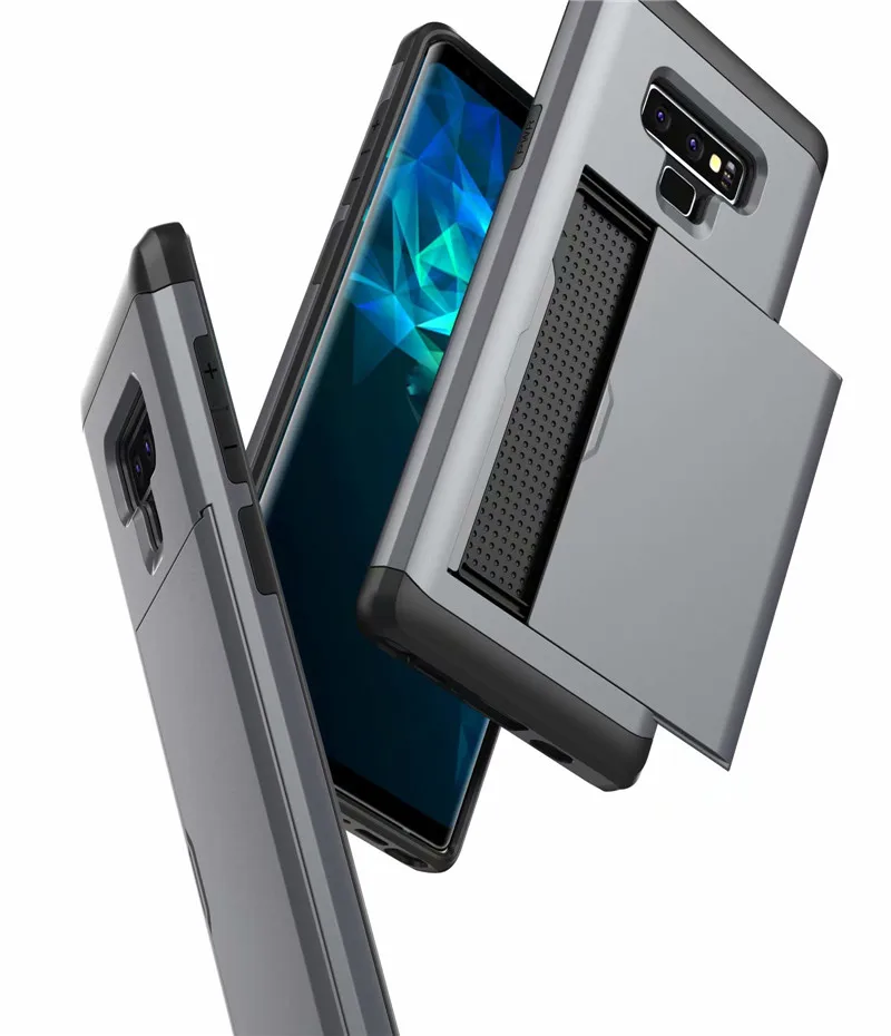 Для samsung Galaxy Note 9 противоударный Броня ТПУ чехол для телефона 2 в 1 слайд кошелек