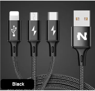 3 IN 1 Black NOHON 3 в 1 USB кабель 2 в 1 Тип C 8Pin Кабель зарядного устройства микро-usb для iPhone 8 7 6 6S Plus iOS 10 9 8 USB-C кабели для телефонов Android - Цвет: 3 IN 1 Black