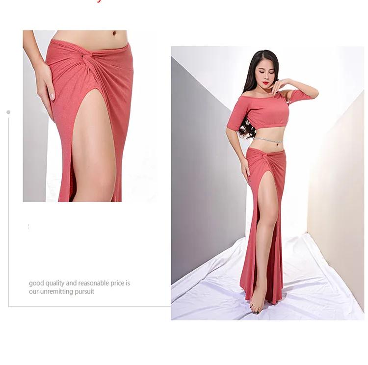 Осень И Зима Женский Танец Живота Одежда Танцевальная одежда set top+ юбка 2 шт. Танец живота Практика Костюм Платье