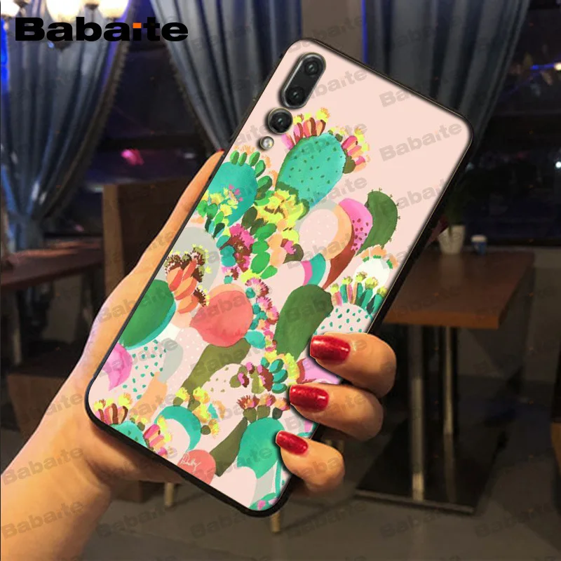 Цветы Растения Cactu черный мягкий чехол для телефона huawei p20 pro p20lite p9lite nova 3i honor 8x mate20