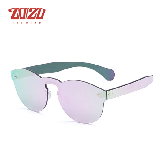 C03 Pink Revo 20/20 Марка Дизайнер Солнцезащитные Очки Женщин UV400 Ретро Женские Круглые Очки Без Оправы Путешествия Мужчины Очки Gafas Ocuols PC1602 - Цвет линз: C03 Pink Revo