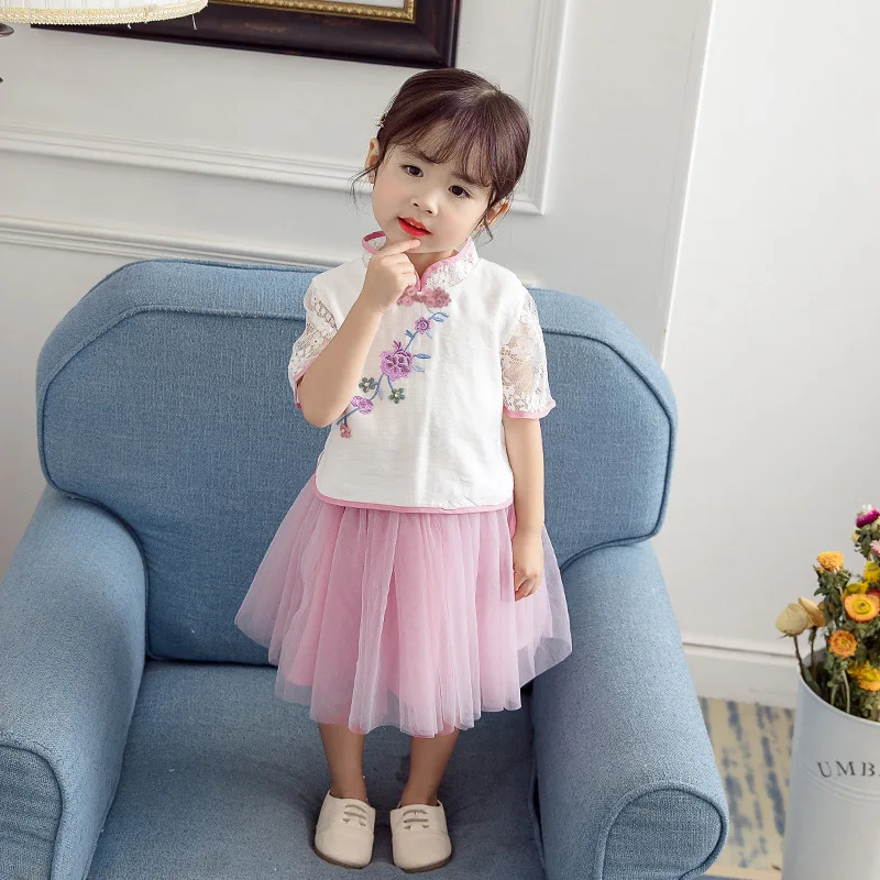 Hanfu/платье для девочек китайский традиционный костюм Тан национальный платье феи