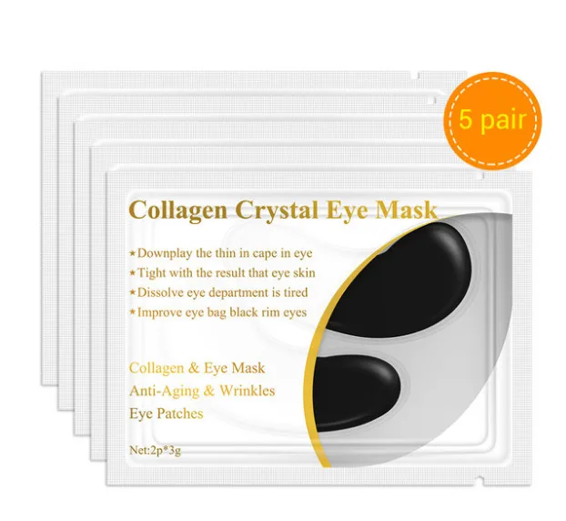 black Eye Mask LANBENA 24K Золотая маска для глаз коллагеновые патчи для глаз темные круги Отечность глаз мешок против старения морщин укрепляющий уход за кожей 10 шт = 5 пар - Цвет: black Eye Mask