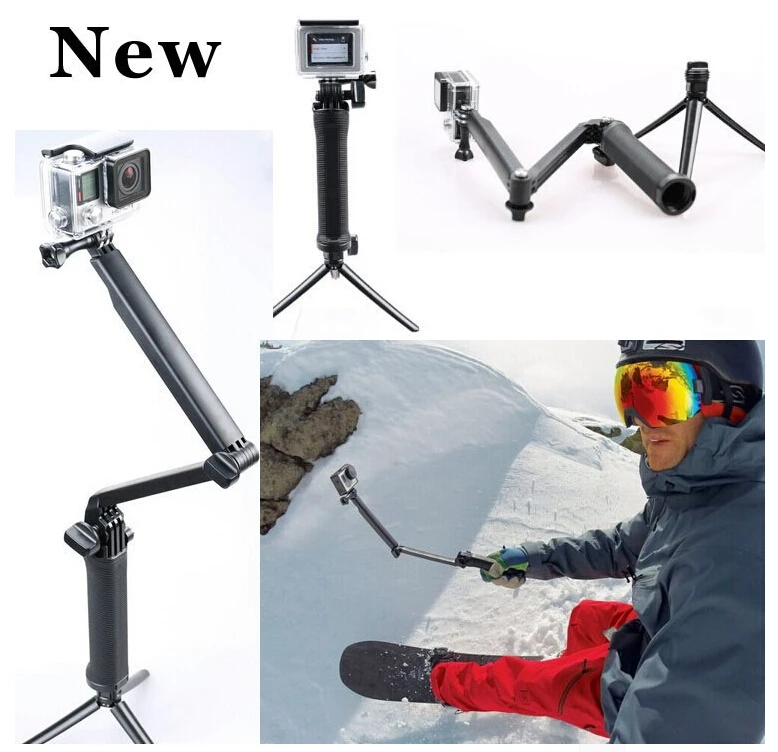 Go Pro 3 полосный монопод + штатив ручка Супер портативное волшебное крепление для