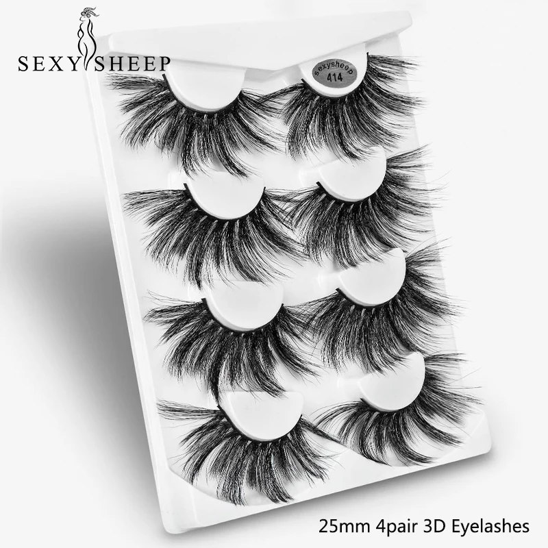 SEXYSHEEP 4 пары 25 мм Накладные ресницы Поддельные длинные Макияж 3d искусственной