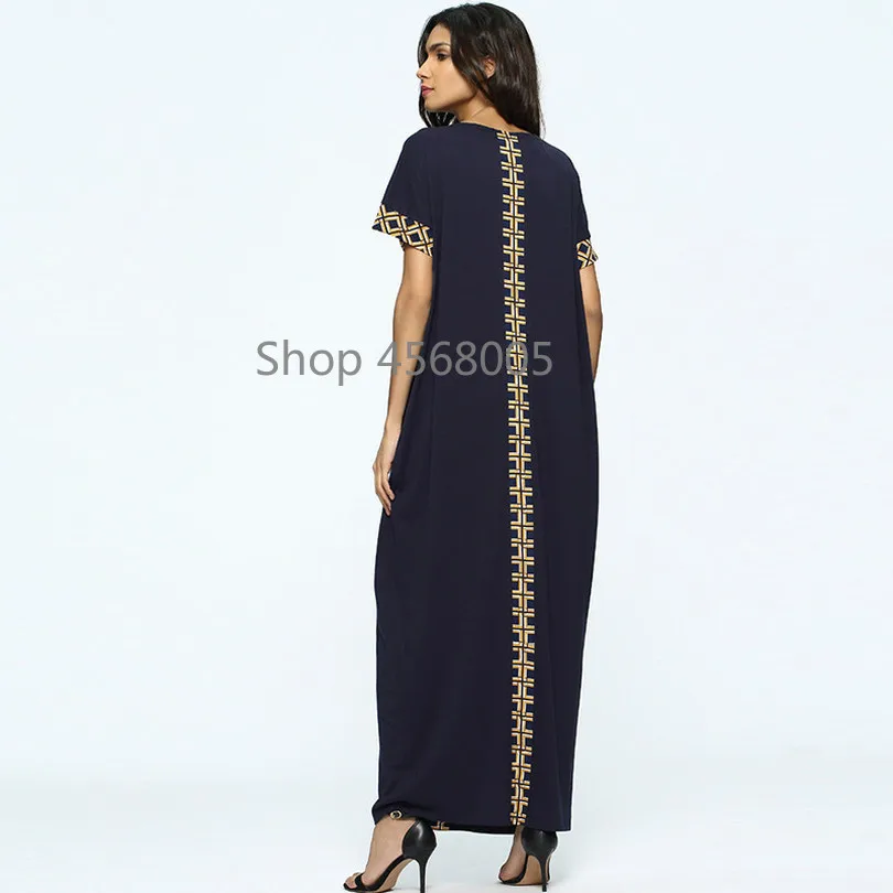 Мусульманское abaya вышивка Женская Макси Летнее Длинное Платье Роба Арабский