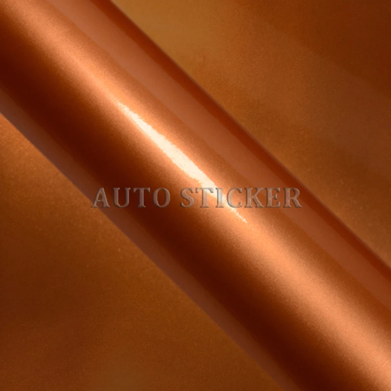 

Glossy Metallic Orange Vinyl For Car Wrap FILM with air channel Pearl Shinny Sticker Vehicel Wraps 10/20/30/40/50x152CM