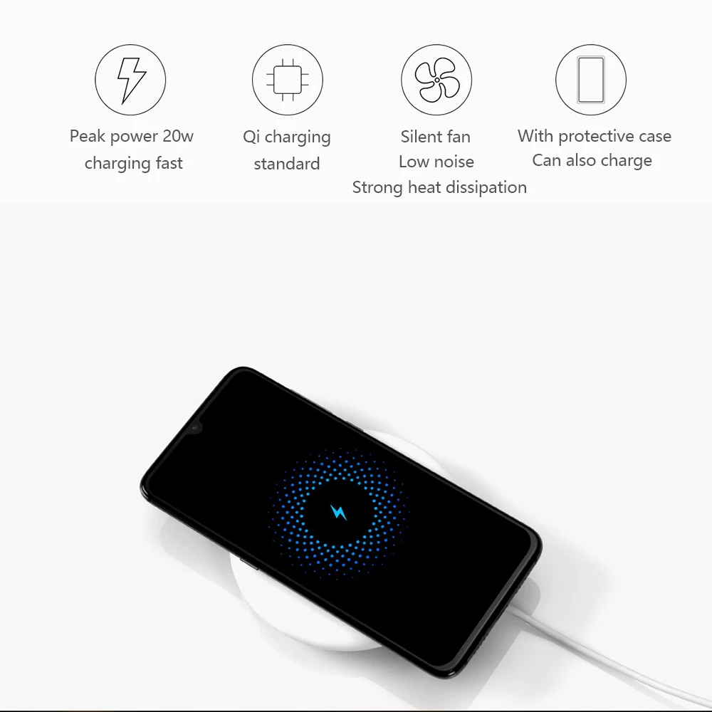 100% Original Xiaomi Wireless Charger Fast 20W Max For Mi 9 MIX 2S / 3 10W Qi EPP Compatible Cellphone 5W Multiple Safe | Электроника