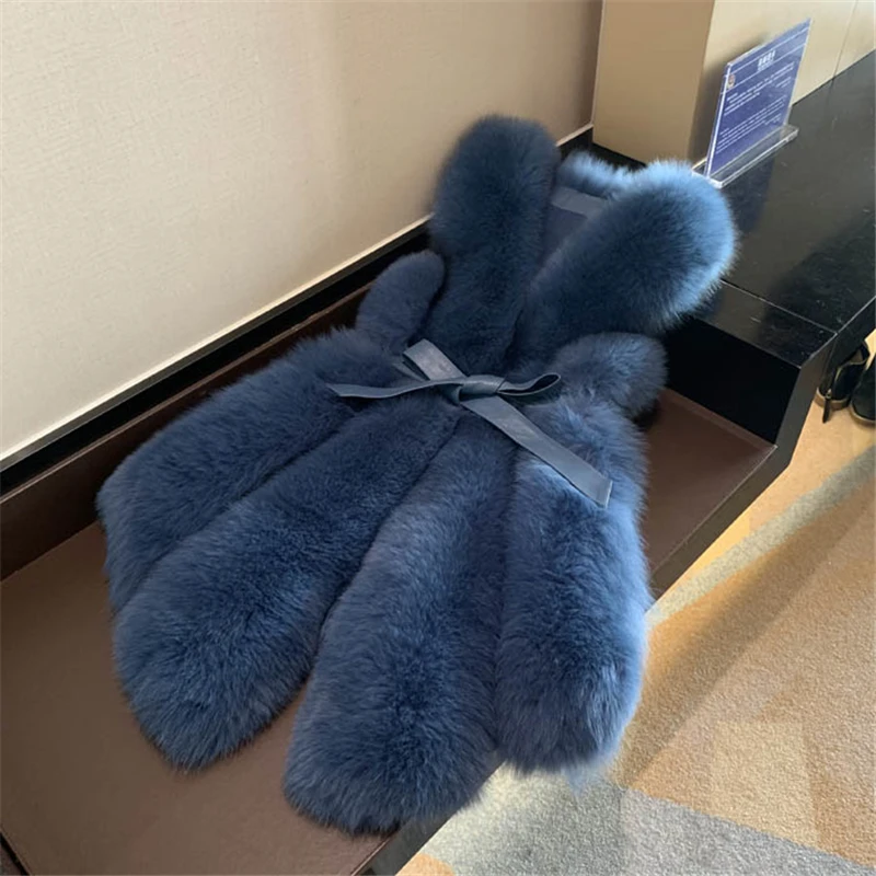 Женский меховой жилет с натуральным лисьим мехом 2019 осенне-зимний из лисьего