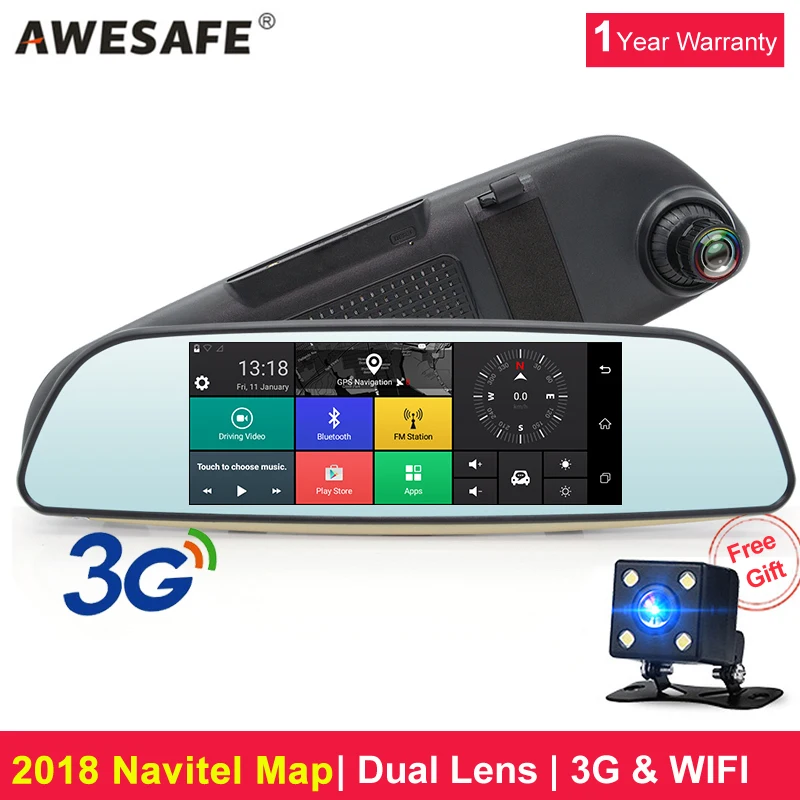 Awesafe Бесплатная сзади Камера e515 3G Видеорегистраторы для автомобилей 6.5 'Зеркало
