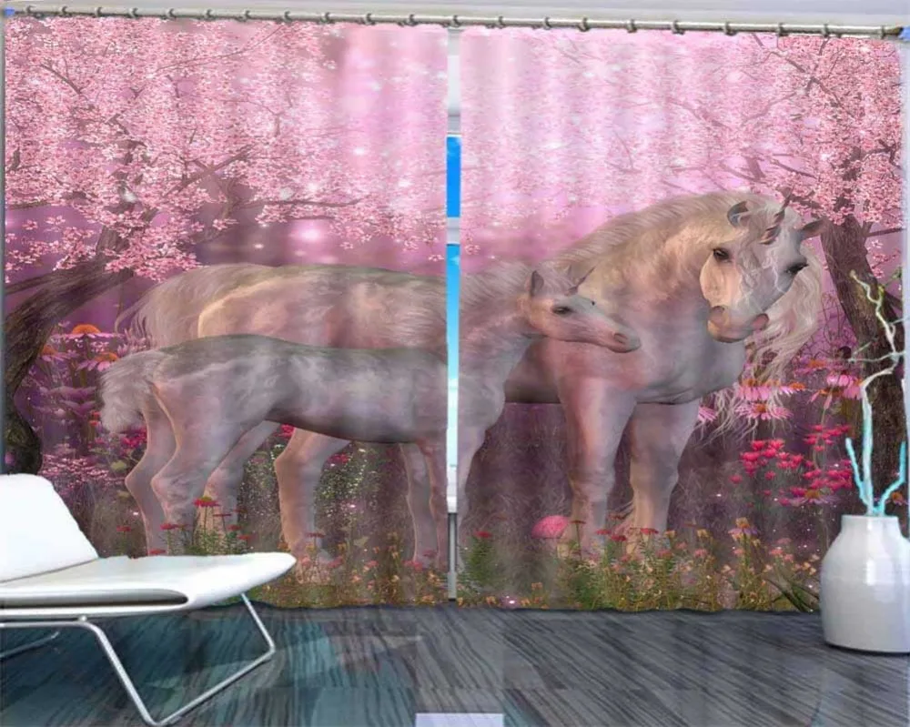 Dreamlike фон для мамы и сына единороги 3D шторы спальни дети гостиная драпировка