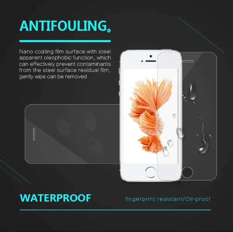 10 шт./лот для iphone 5 Закаленное стекло 5C Защита экрана 5s SE Стекло 9H 2.5D 0 26 мм Жесткая