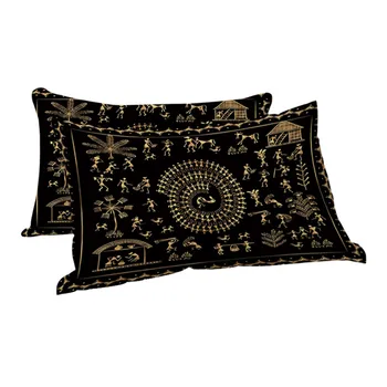 BlessLiving Egyptian Sleeping Throw Pillow Ancient Art Down Alternative Body Pillow Black and Golden Adult Bedding 1pc 5