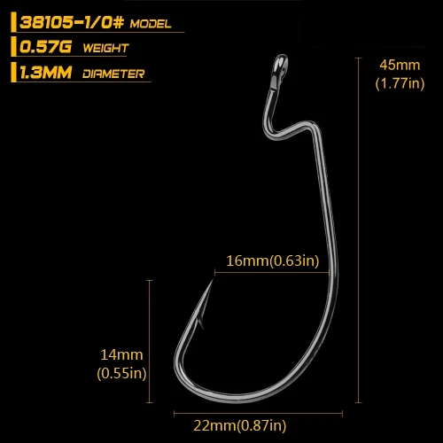 size1-0 10 шт./лот 1/0#-5/0# крючок под червя офсетный рыболовный крючок из высокоуглеродистой стали черный толстый крючок для мягкой приманки Anzol Peche Карп Рыболовный крючок - Цвет: size1-0