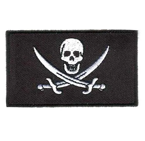 

Pirate Embroidery Patch Made by Twill with Heat Cut Broder and Iron On Backing Custom MOQ50pcs per item free shipping by Post