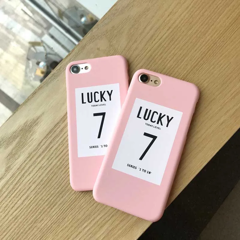 JIBAN Pink lucky letter Phone Case for iphone 7 6S 8plus Back Cover frosted protective sleeve Apple X 5S phone shell | Мобильные