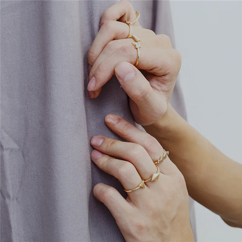 7 шт./компл. Винтаж треугольник круг геометрический лук Золото Серебро Цвет