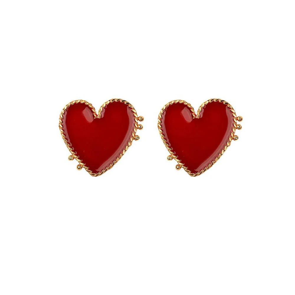 MAA-OE Bohemian Red Heart-shaped Drop Earrings For Women Gold Punk Dangle Earring Brincos Statement Jewelry Party Gift Ne'w | Украшения