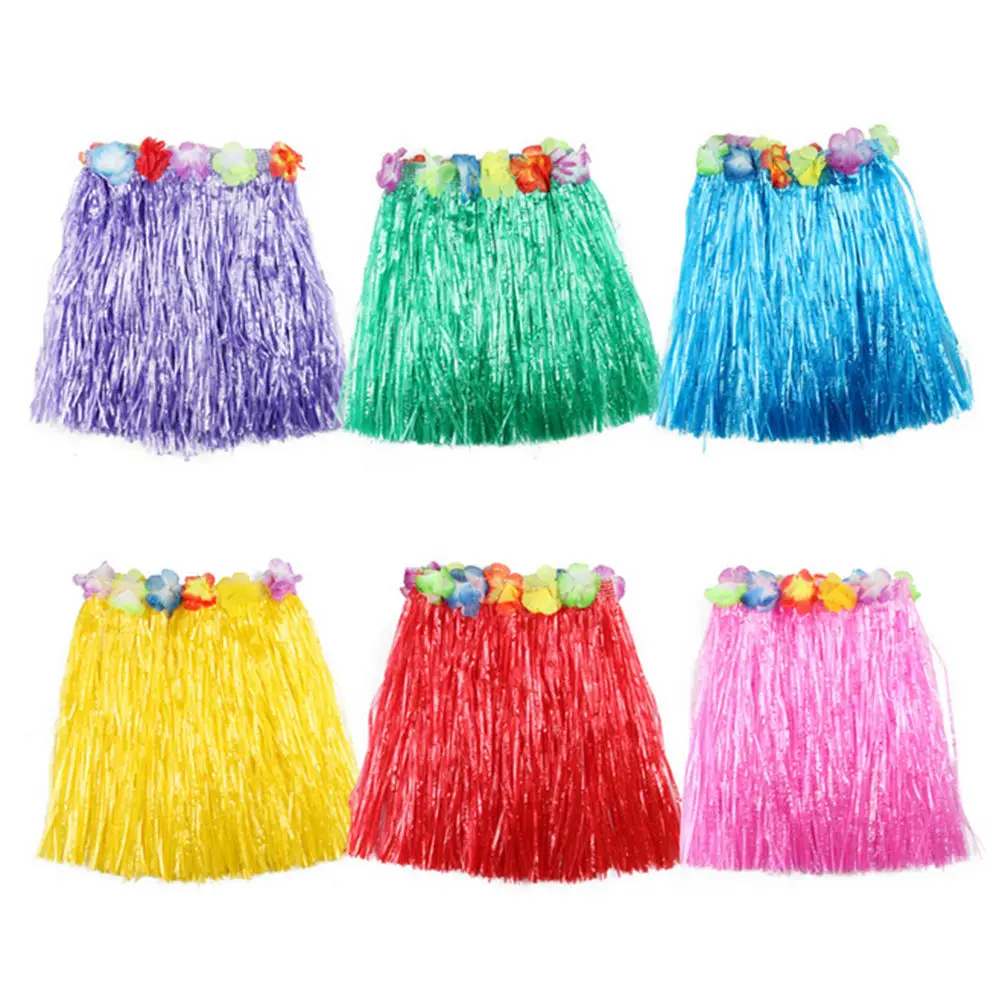 Оптовая продажа Детские травяные юбки Hula из пластиковых волокон Гавайские
