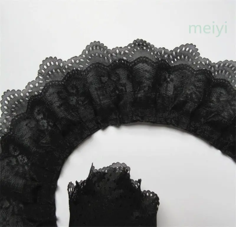 5 ярдов черная 3 слойная плиссированная лента из органзы 65 мм|lace trim|lace ribbonorganza lace