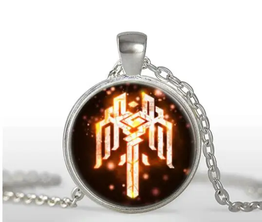 Мода, новинка, кулон Dragon Age, серое ожерелье, стеклянный кабошон, кулон, ожерелье, художественный подарок для мужчин и женщин, A-090-1, HZ1 - Окраска металла: 2