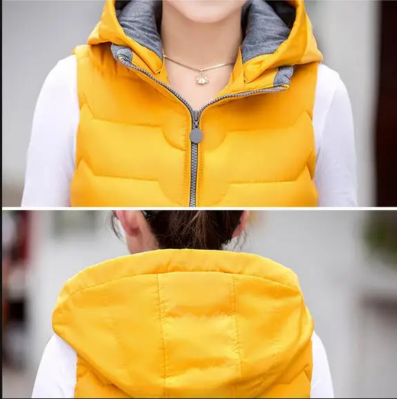 

2018 New Autumn Winter Women Elegant Fashiona Slim Ma3 Jia3 Hooded Big Yards Thickening Warm High-end Eiderdown Cotton Vest Q601