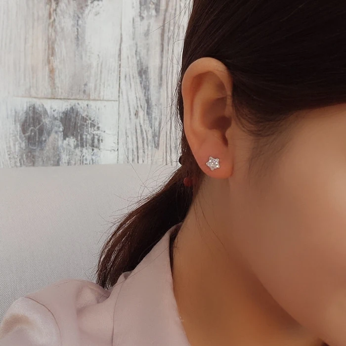 

2 pcs/lot Crystl Star Heart Stud Earrings Ear Plugs Piercing Jewelry Stainless Steel Girl Women Accessories Decoration