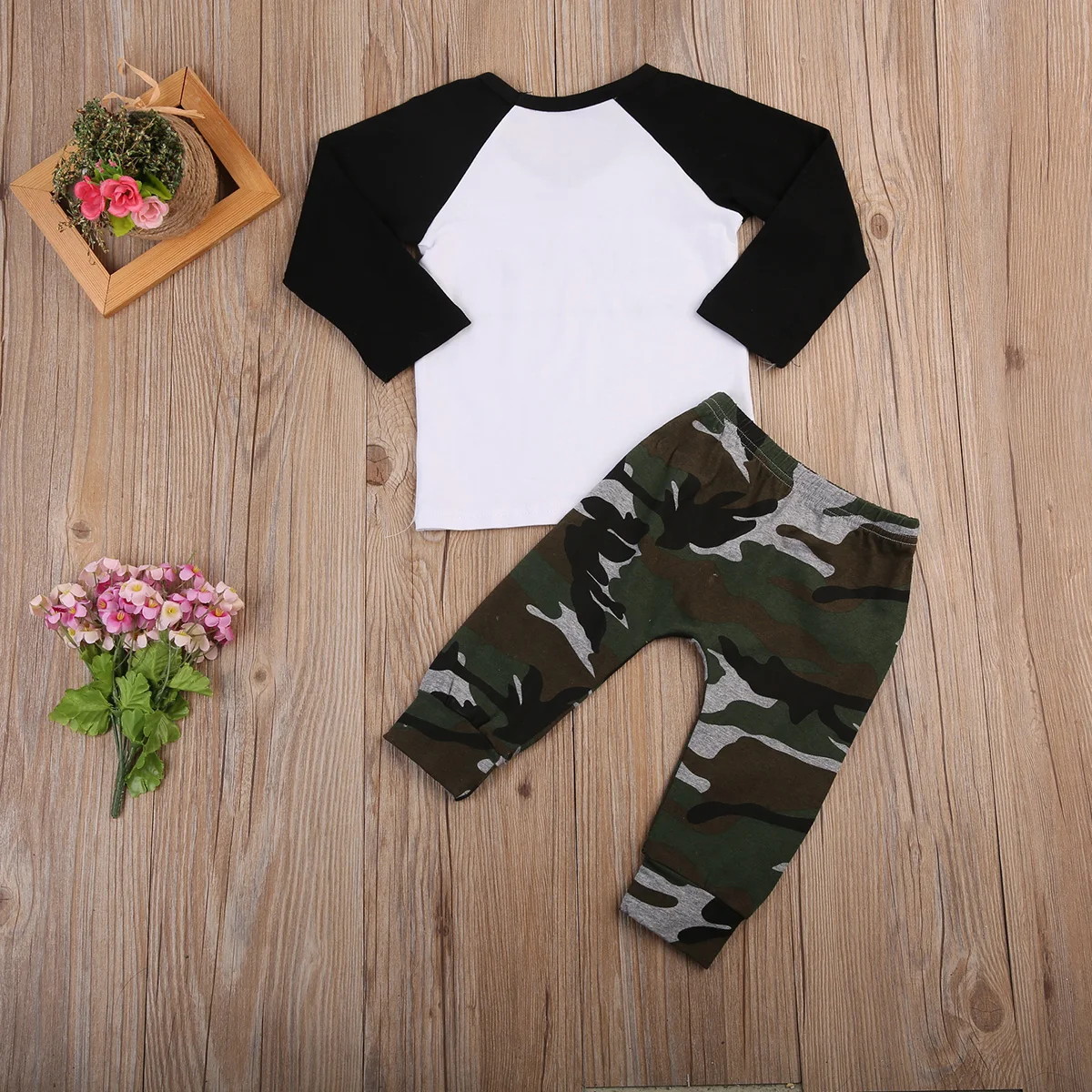 Камуфляжный комплект из 2 предметов для новорожденных мальчиков футболка с