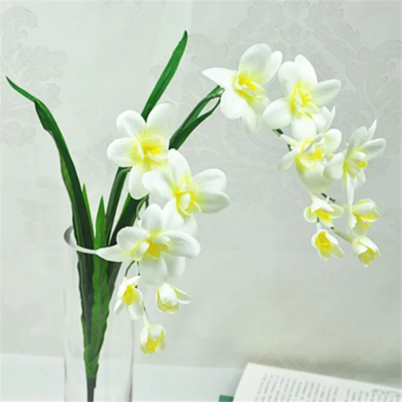 Искусственный цветок фрезии 10 шт. Шелковый цимбидий с растением орхидеи 14