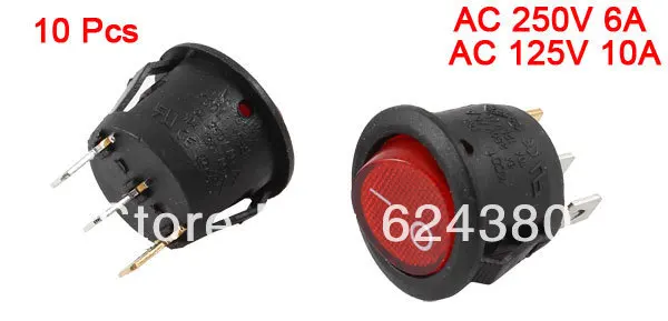AC 6A/250V 10A/125V On/Off два положения SPST крассветильник па застегивающаяся круглая