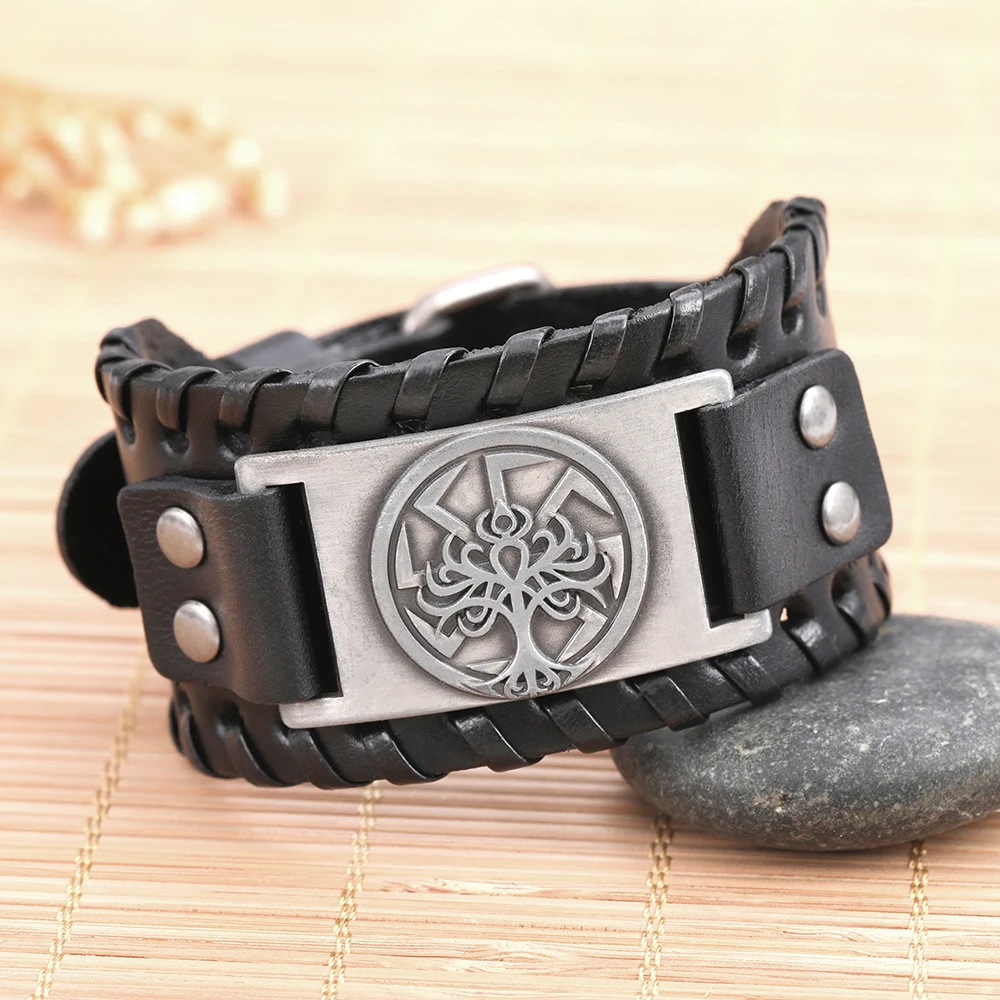 Мужской широкий браслет из натуральной кожи dowapara сплава цинка с изображением