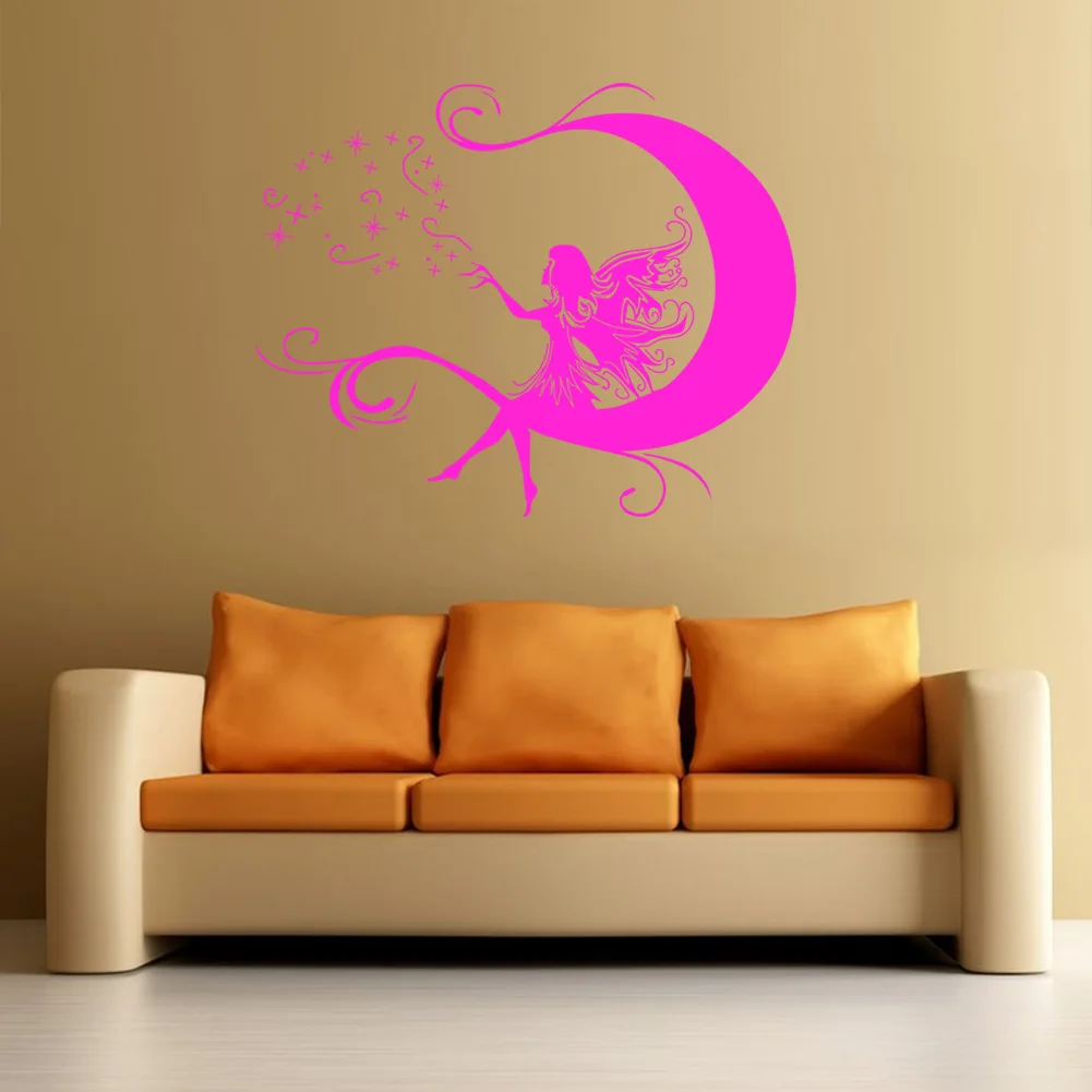 Детский сад цветы на Луне наклейки стену Феи для девочек детской спальни|wall sticker