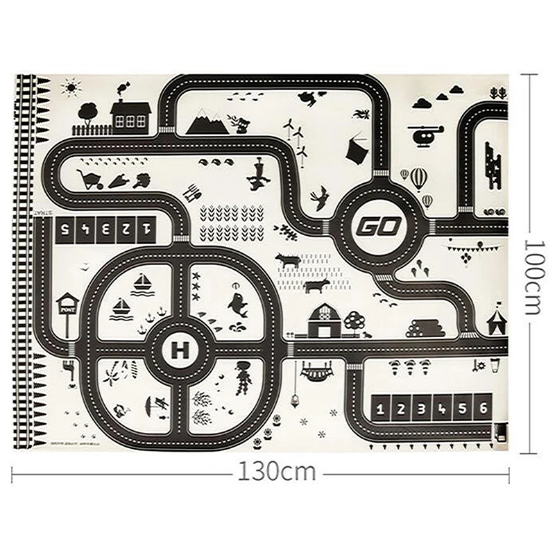 C Детская игрушка INS, холст, детский игровой коврик, игровой коврик, 130*100 см, коврик динозавр, мир движения, парковка, животные, игровой коврик, карта - Цвет: C