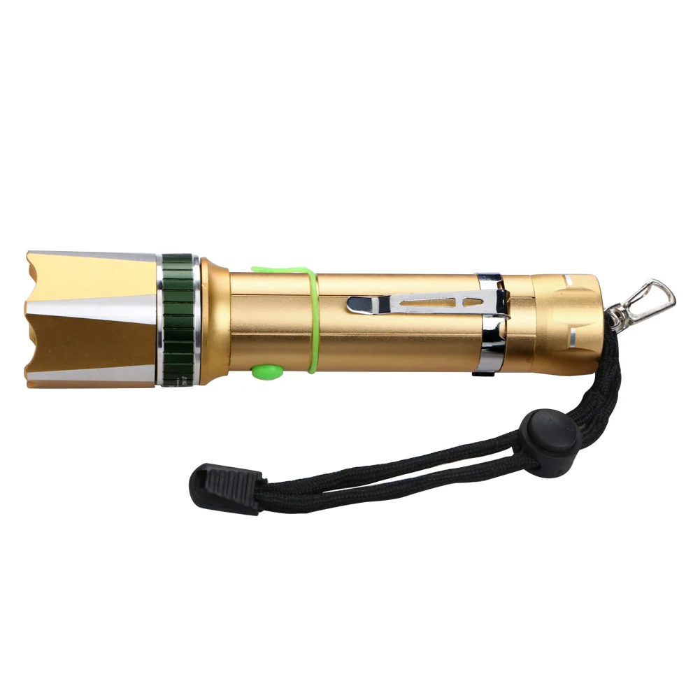 Фонарик 3000 лм T6 светодиодный регулируемый фокус Золотой + зарядное устройство