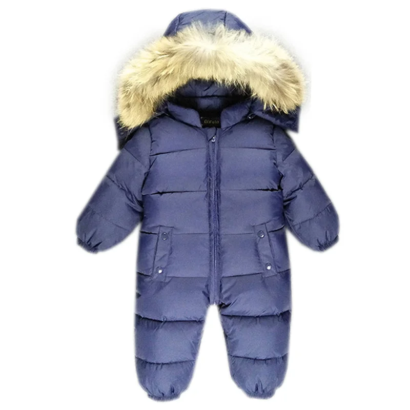 

New Baby Romper 2019 Winter Outdoor Warm Boy Girls Overalls Jumpsuit Hooded Rompers White Duck Down Children Clothing