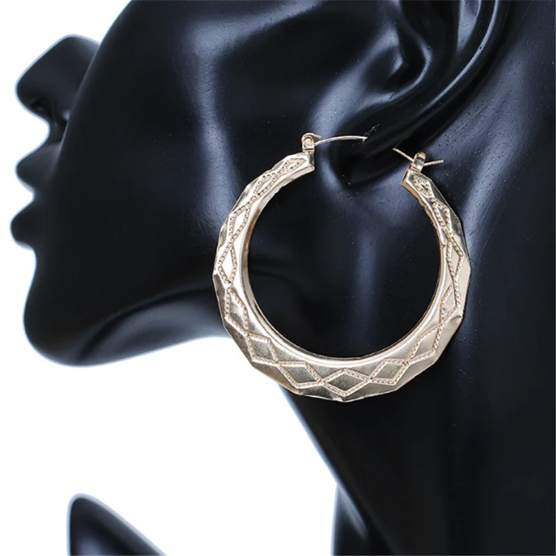 Новинка 2019 золотые овальные серьги для ночного клуба новые большие бамбуковые