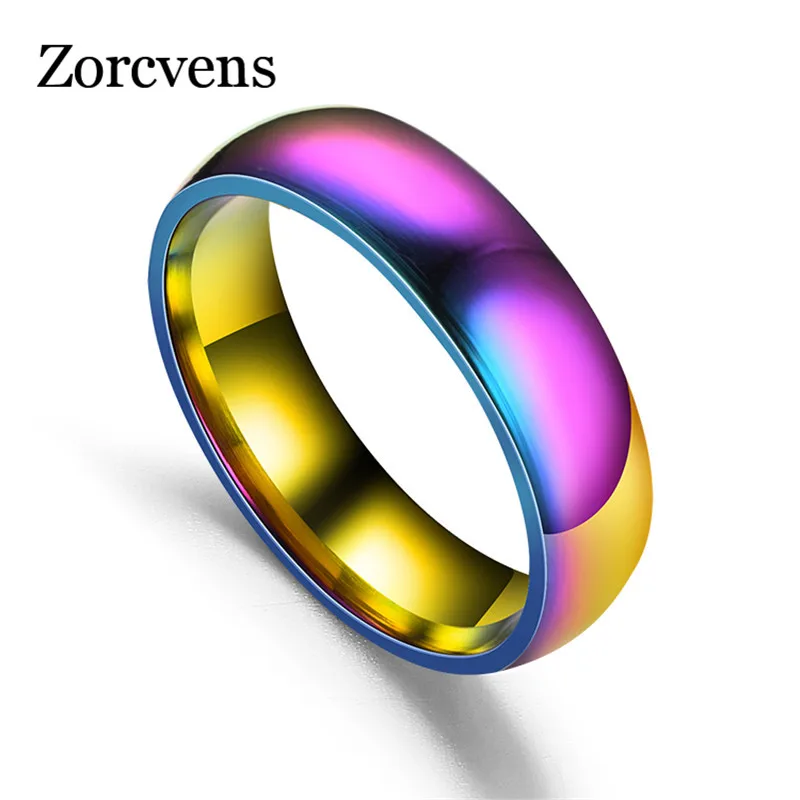 ZORCVENS высокое качество Радужное кольцо из нержавеющей стали для женщин модные