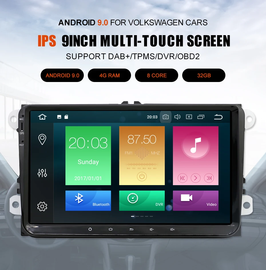 KANOR 4+ 32G ips 2 din android 9,0 Автомагнитола для passat b5 b6 golf 5 6 Tiguan BORA polo caddy автомобильный мультимедийный плеер
