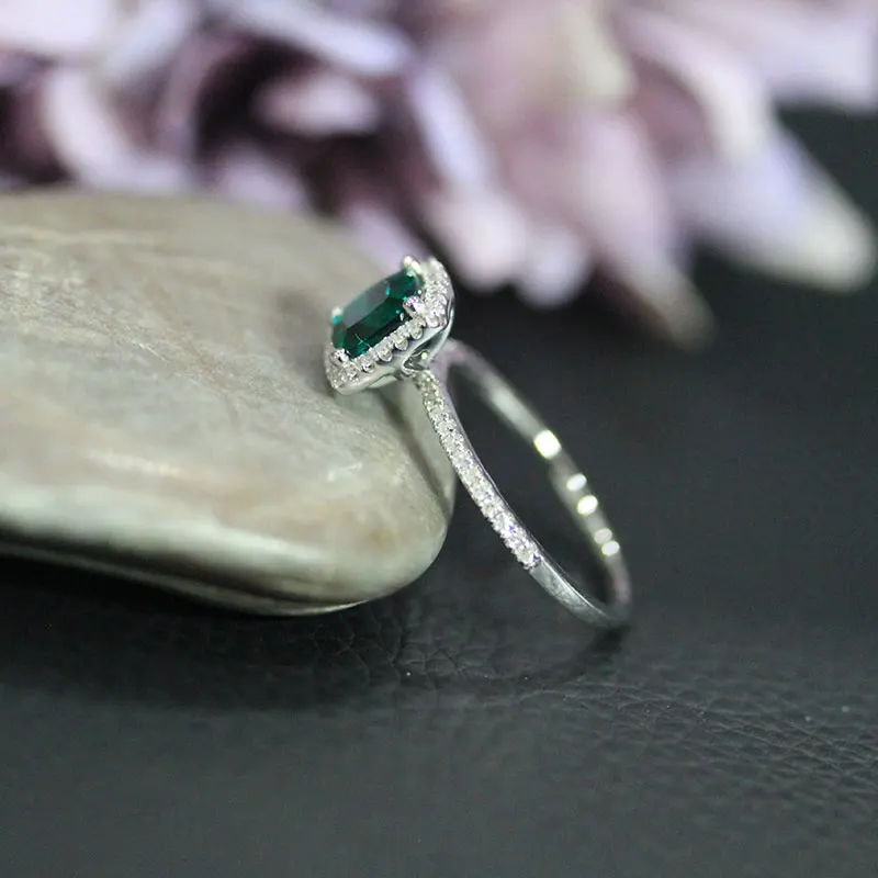 Модное кольцо DUPUY 6 мм 0.8ct изумрудная обручальное из розового золота 14 к с круглой