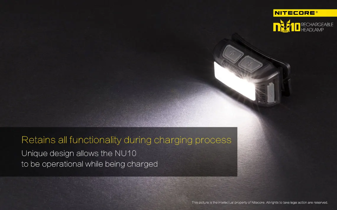 Nitecore NU10 налобный фонарь с широким диапазоном освещения светильник с USB Перезаряжаемый красный и белый светильник