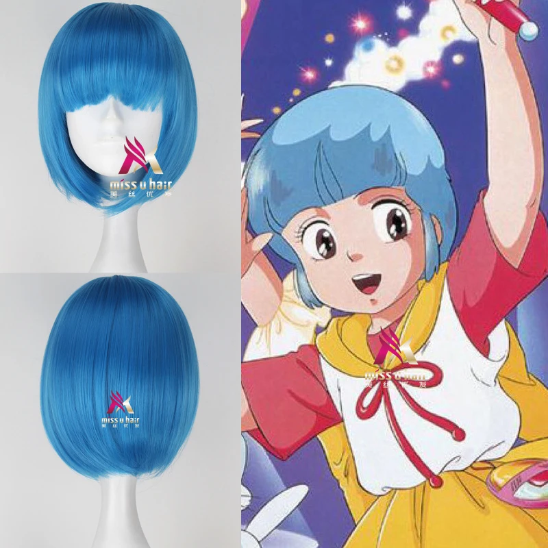 Парик для косплея аниме Mahou no Tenshi кремовый Mami Yuu Morisawa короткий синий прямой BOBO