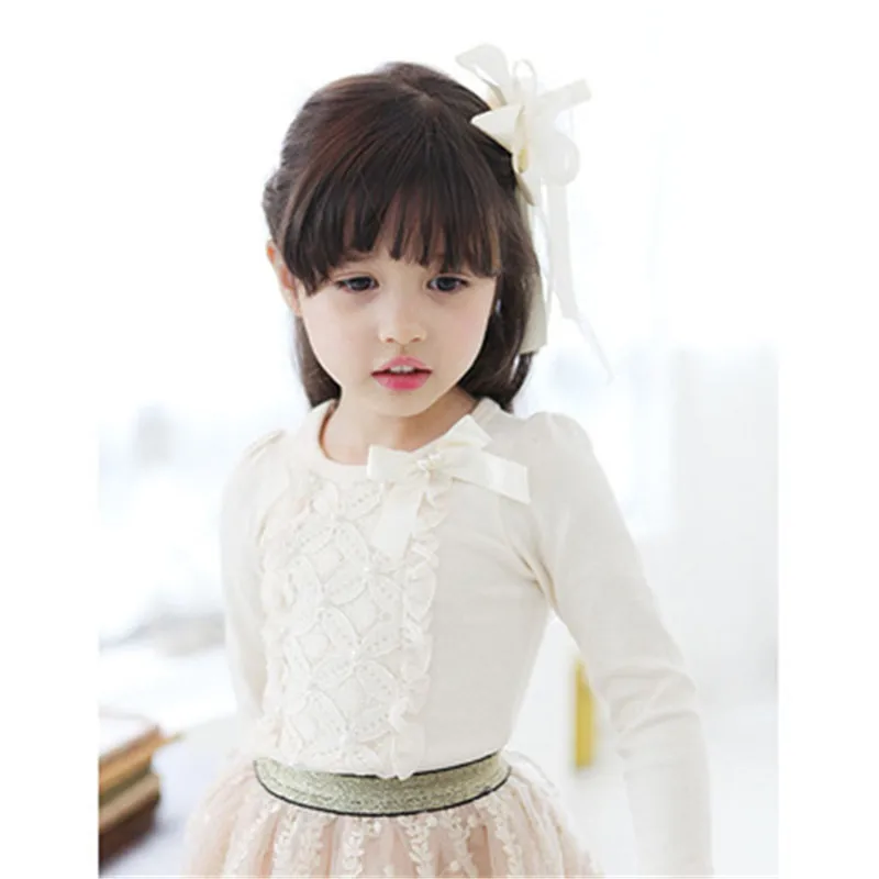 Г. Новая весенняя одежда для малышей детские белые рубашки с бантом хлопковые осенние кружевные топы для маленьких принцесс, розовые рубашки От 1 до 8 лет, AA3412