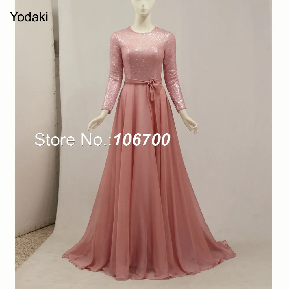

Real Photos Long Sleeves Lace Prom Dresses New A Line O Neck With Rhinestone Crystal Beading Sheer Long Chiffon Evening Gowns