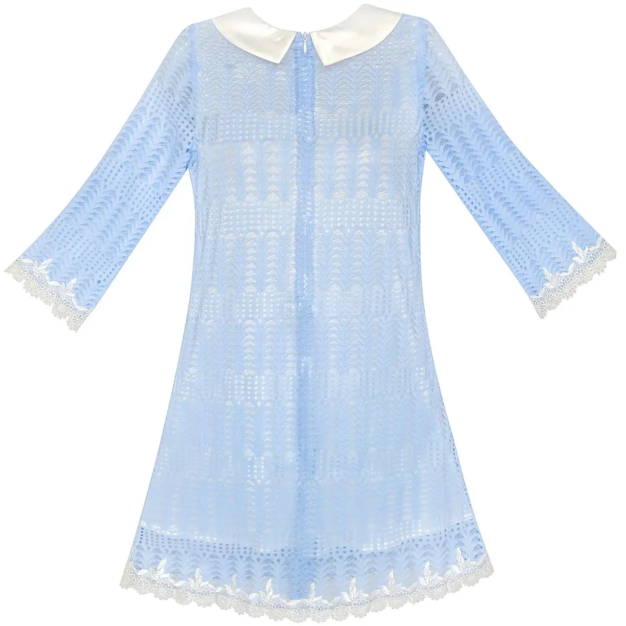 Sunny Fashion платья для девочек Цветок Девушка Платье Рукав 3/4 Белый воротничок
