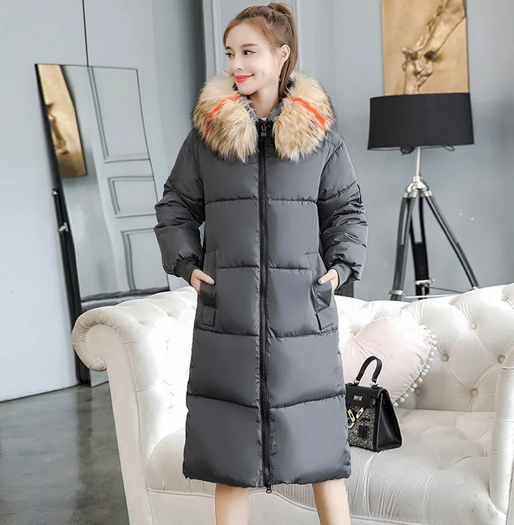 Большие размеры, XL-7XL, зимние парки, женские пуховики, хлопковые куртки, меховой воротник, с капюшоном, утепленные пальто, женские длинные базовые пальто, верхняя одежда, G202