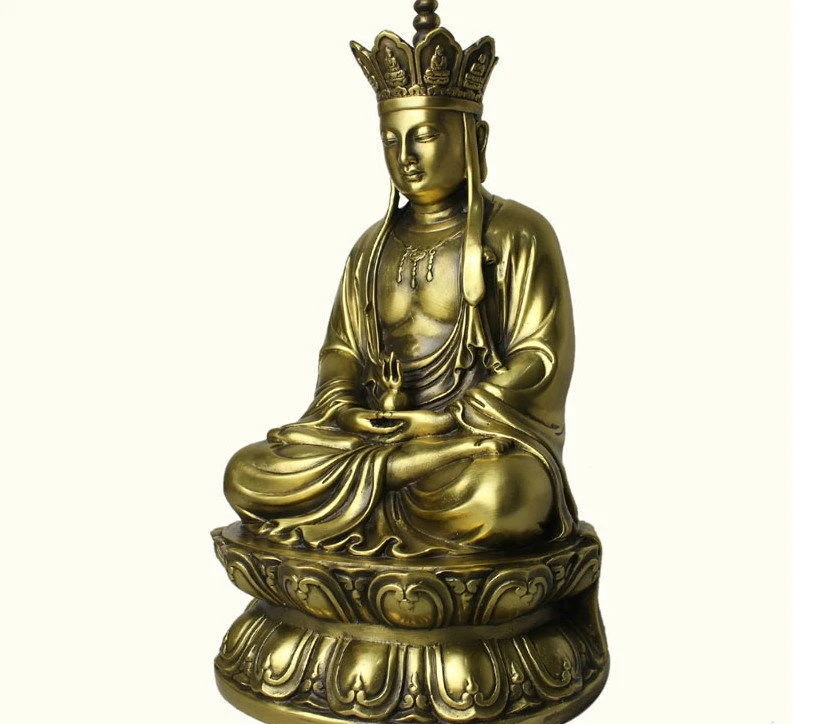 Тибетский медный латунный таньшень король монах Ksitigarbha Jizo Будда сидящий статуя