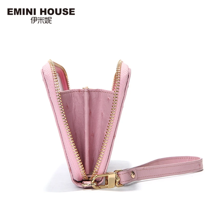 EMINI HOUSE кошелек со страусиным узором женские длинные кошельки из натуральной кожи