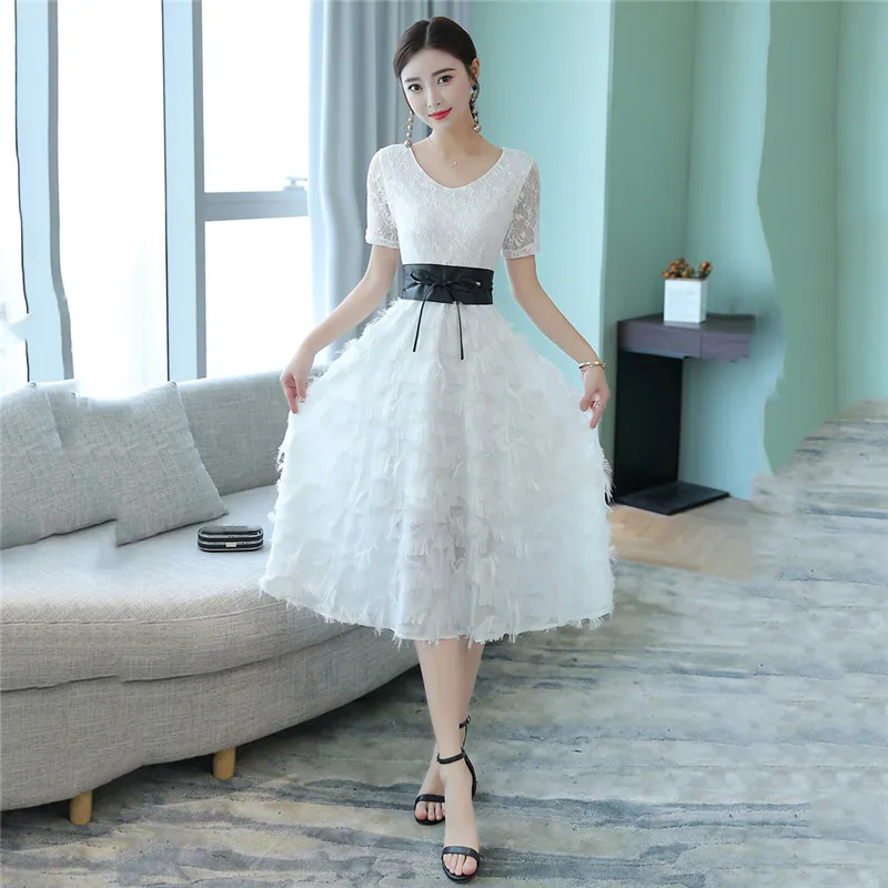 Женское платье с кисточками черное белое большого размера 2XL весеннее корейское