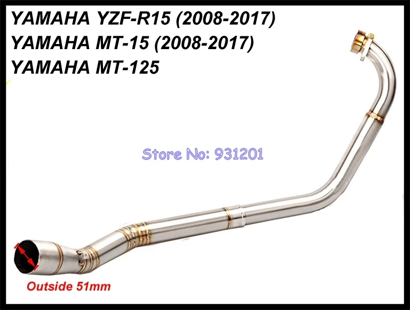 Для Yamaha R15(2008-) слипоны Мотоцикл выхлопная труба akrapovic глушитель выхлопной трубы Соединительная труба заголовки Системы для YZF R15 MT-15 MT 125
